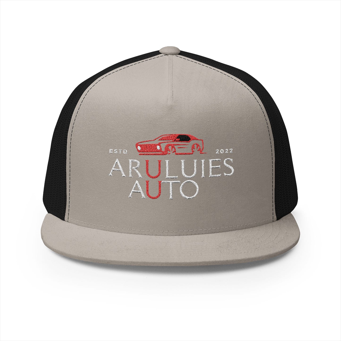 Custom Embroidered 5 Panel Trucker Cap - ARULUIES AUTO - Perfect for Car Enthusiasts