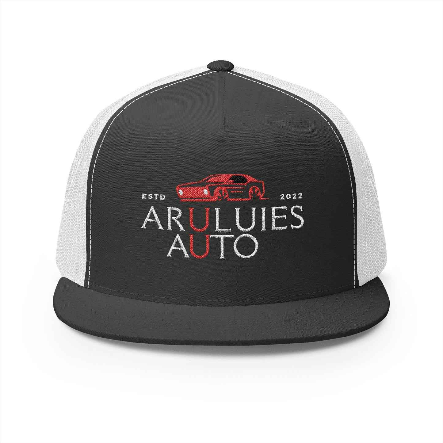 Custom Embroidered 5 Panel Trucker Cap - ARULUIES AUTO - Perfect for Car Enthusiasts