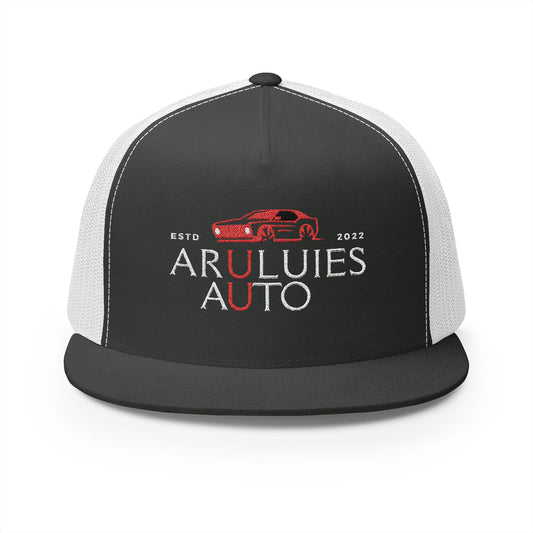 Custom Embroidered 5 Panel Trucker Cap - ARULUIES AUTO - Perfect for Car Enthusiasts